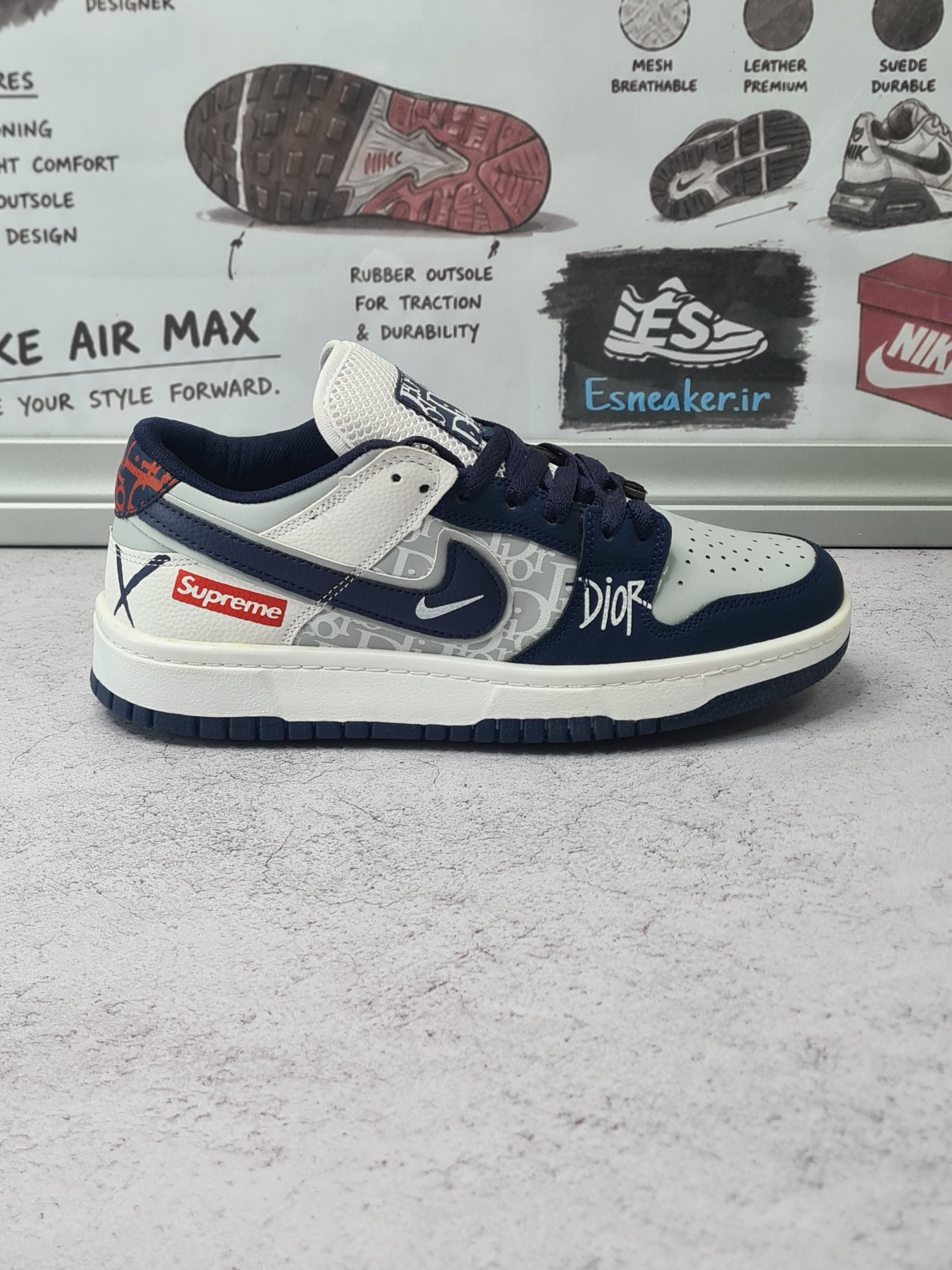 کفش کتانی مردانه نایک مدل air jordan1 dior supreme